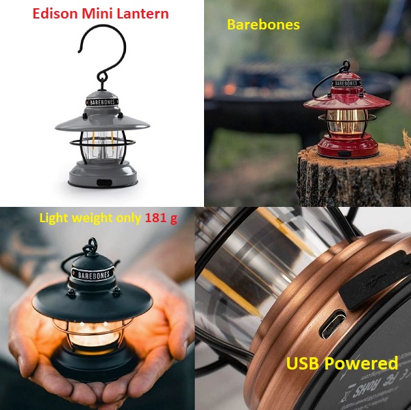 Barebones Lantern - Edison Mini ( Slate Grey/Bronze/Copper/Red/Olive ...