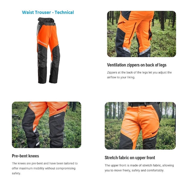 Husqvarna Protective Clothing Waist Trousers Technical S M L XL  XXL Tree  Arbor Supplies