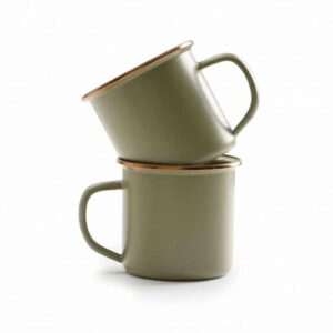 Barebones Enamel 2-Tone Mug Set - Olive Drab